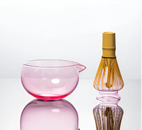 Kit de Matcha en Céramique avec Fouet, Mélangeur OEM, Ensemble de Bol à Matcha en Verre Rose Personnalisé