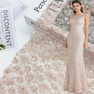 Tela de Encaje de Tul Francés con Lentejuelas y Bordado de Cordón de Poliéster Elegante al por Mayor para Lencería y Vestidos de Noche - Product Image 1