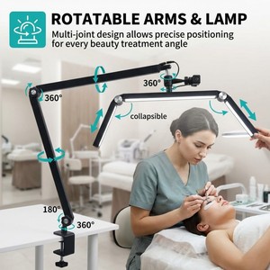 Lampe LED 36W <span class=keywords><strong>en</strong></span> forme d'arche pour cils avec <span class=keywords><strong>pince</strong></span>, lumière rotative pour extensions de cils, 10 niveaux de gradation, éclairage de salon de beauté pour techniciennes <span class=keywords><strong>en</strong></span> cils - Product Image 4