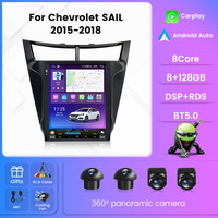 Autoradio Android vertical Tesla pour Chevrolet Sail 3 avec GPS, CarPlay sans fil, Android Auto, DSP, SWC, IPS, 4G, WIFI, caméra AHD
