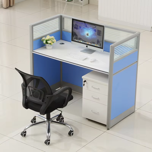 Juego de silla de escritorio de oficina con pantalla moderna simple, cubículo de partición para 4 personas, escritorio de computadora para empleados, 6 personas - Product Image 2