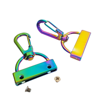 Mousqueton en métal, couleur arc-en-ciel, pièces, boucle de corde fixe, fermoir de ceinture en chaîne pour animal de compagnie