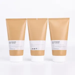 Hot Sale Large Capacity Recyclable Compostable Brown Craft Paper Packaging Cosmetic Squeeze Tubes for Bathroom Shower Gel