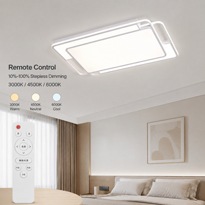Lámpara de techo LED moderna de acrílico y hierro, regulable con control remoto, tricolor, de montaje en superficie, para sala de estar, dormitorio, oficina. - Product Image 4