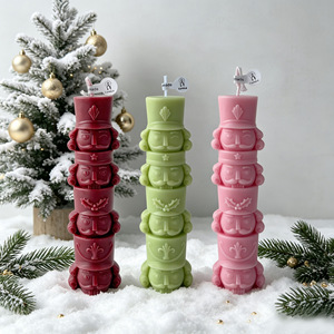3D Embossed Christmas Pillar <b>Candle</b> Stacked Festive Design Home Decoration Holiday Gift - Product Image 1