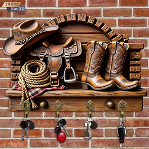 Estante de madera para guardar llaves, ganchos para montar en la pared, decoración del hogar para entrada, dormitorio, sala de estar, arte mural artesanal - Product Image 3