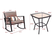 Ensemble de chaises à bascule en rotin modernes, mobilier de patio personnalisé, ensemble de salle à manger d'extérieur directement de l'usine pour salon et cour