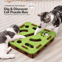 Kotak Mainan Puzzle Kucing Felt Maze, Mainan Interaktif Berbentuk Sarang dengan Bola Berbunyi, Mainan Berburu untuk Kucing, Hiburan Diri di Dalam Ruangan, Penghilang Kebosanan