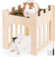 Château amélioré pour cochon d'Inde, abri robuste en bois pour cochon d'Inde, maisonnette pour petits animaux avec escalier