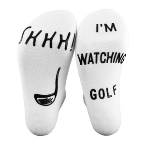 Calze girocollo Unisex in cotone all'ingrosso-Shhh! Sto guardando calzini divertenti stampati da Golf - Product Image 5