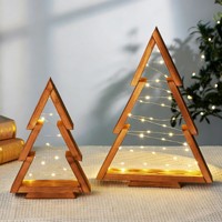 10'' 13,6'' Weihnachtsbäume aus Holz für den Tisch mit LED-Beleuchtung Moderne Heimdekoration für Schreibtischdekoration