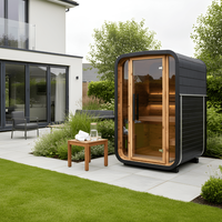 Mini sauna extérieur moderne et écologique - Bain de glace en bois de cèdre rouge à spectre complet pour une personne. Appartements, salles de bain.