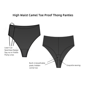 Slip Airtamay a vita alta anti-camel toe, perizoma invisibile con taglio a laccetto, bordi senza cuciture in tessuto di nylon con pannello traspirante integrato - Product Image 4