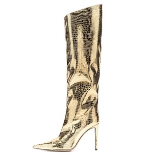 Custom Colors Snake Pattern High Heels Women Knee High Booties High Heel Pointy Toe Metallic Long <b>Boots</b> Stiletto Shoes - Product Image 2
