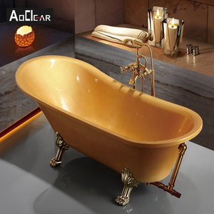 <span class=keywords><strong>Baignoire</strong></span> autoportante en acrylique dorée rétro Aokeliya, tendance, 4 pieds - Product Image 1