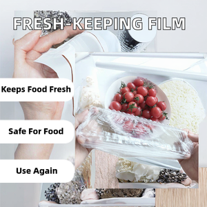 Pellicola <span class=keywords><strong>Estensibile</strong></span> Trasparente in PE Riutilizzabile ed Elastica per Uso Domestico, Copertura per Alimenti di Grado <span class=keywords><strong>Alimentare</strong></span>, Morbida Pellicola per Mantenere la Freschezza di Ciotole nel Frigorifero - Product Image 2