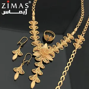 Set Perhiasan Pernikahan Elegan Mewah Set Perhiasan Pengantin Dubai Lapis Emas Merek Terkenal Cina Perhiasan Grosir