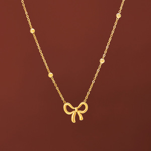 Modische Schleifenknoten-Halskette für Damen, Nischendesign, Internet-Trend-Accessoire, Niedliche, Schlichte, Vielseitige, Dezente Kette - Product Image 1