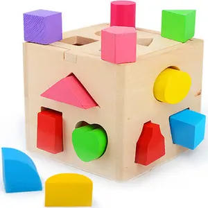 Wholesales wooden shape match toys intellectual wooden sorting box shape cognition training toys montessori educational toy kids