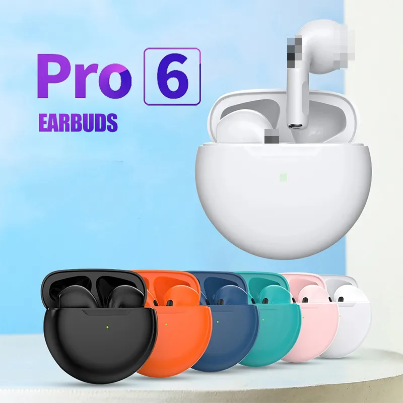 Air Pro 6 TWS Wireless Headphones with Mic Fone BT5.1 Earphones Sport Earbuds Pro6 J6 Headset for OPPO Xiaomi TWS Macaron