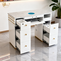 Table de manucure avec système de collecte des poussières intégré et tiroirs de rangement, poste de travail moderne pour salon de beauté et spa
