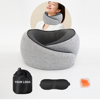 Oreiller de voyage en mousse à mémoire de forme en forme de U personnalisé pour le soutien du cou, utilisation en avion, en voiture et en chaise de bureau avec masque pour les yeux