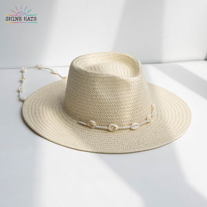 Shinehats Diseño de moda de lujo Sombreros de paja de verano para <span class=keywords><strong>mujer</strong></span> Ala ancha Panamá Top Ala ancha <span class=keywords><strong>Sombrero</strong></span> de Sol para <span class=keywords><strong>mujer</strong></span> con cadena de conchas - Product Image 3
