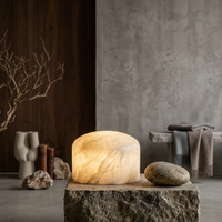 Lampe de bureau LED en albâtre poli à la main avec capteur tactile, rechargeable, lumière décorative en pierre, lampe de table pour hôtel et salon