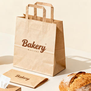 Kartonnen draagtas met aangepast logo, broodverpakking, kartonnen tas voor eten, afhaalmaaltijden, fastfood, bakkerij. - Product Image 2