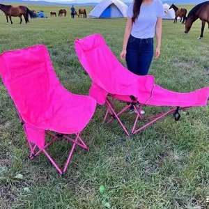 Silla Plegable Portátil con Cuatro Posiciones Reclinables y Reposapiés, para Jardín y Uso en Exteriores, Color Rosa - Product Image 3