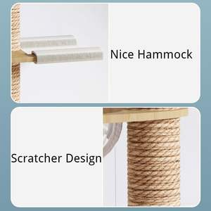 Arbre à Chats Luxe Moderne Multi-Niveaux Grand en Bois Massif Du Sol au Plafond Meuble Tour Plateforme de Saut et d'Escalade Emballage Carton - Product Image 5