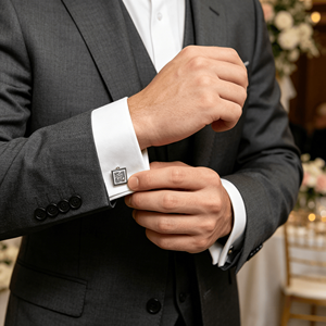 Factory Personality Trend Can Be Customized with a Logo Gentlemen's Stainless Steel Cufflinks Tie Clips - Product Image 1
