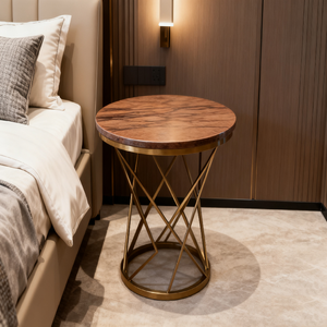 Table de salle à manger en marbre rouge Colinas en pierre naturelle, moderne, pour hôtel, avec garantie d'un an - Product Image 3