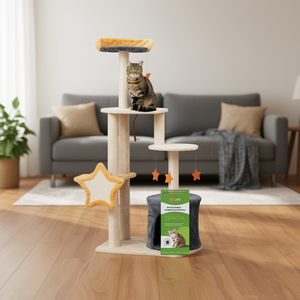 Albero per Gatti 50 Pollici 4 Livelli con Tiragraffi in Sisal e Motivo a Stelle, Set da Gioco per Interni - Product Image 2