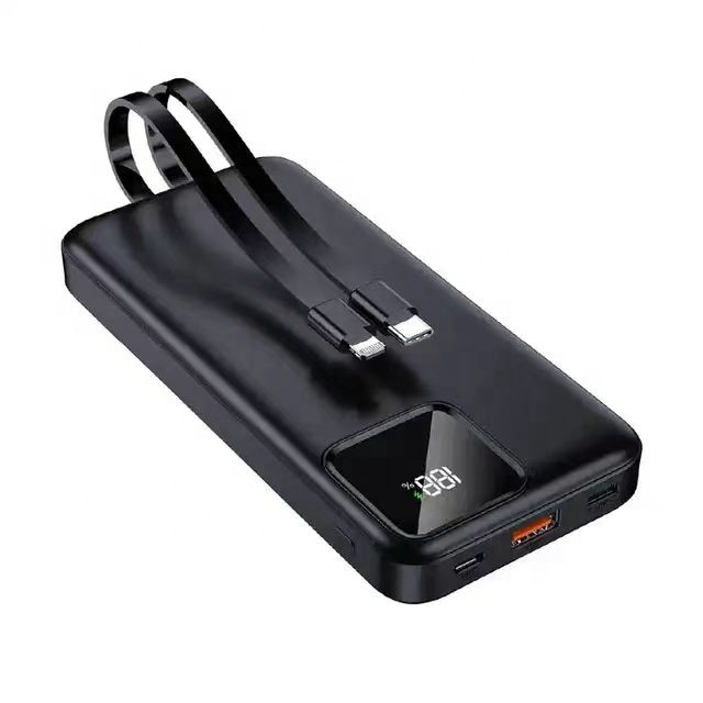 Trending Power Bank High Quality 20000mAh 2-in-1 Quick Charger Power Banks with Type-C Input 15W Output Custom PVC Cables