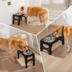 Üst satış çift Diner hayvan mama kabı gıda sınıfı yükseltilmiş Abs köpek kase 2 paslanmaz çelik köpek yemek kasesi - Product Image 3