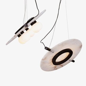 Marble <b>Chandelier</b> Oval 510mm Led <b>Lights</b> Black Body Mounted Pendant <b>Light</b> For Restaurant Bar Hotel Club Store - Product Image 3