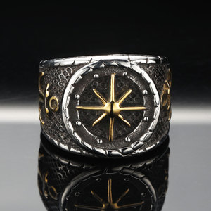 2024 accesorios de moda para Hombres 18K chapado en oro de acero inoxidable <span class=keywords><strong>marinero</strong></span> elegante brújula punk anillos gruesos para regalo Masculino - Product Image 4