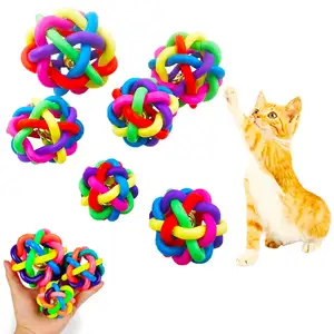 Pet Interactive Durable Natural Rubber Teeth Cleaning Interactive Pet Chew Balls Toy With Bell For Dog Cat