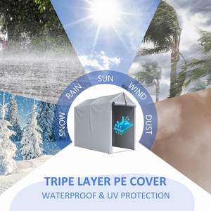 Abri de jardin extérieur 3 x 6 pieds, auvent portable, abri robuste, carport, <span class=keywords><strong>porte</strong></span> à fermeture éclair enroulable, rangement pour vélo, moto, revêtement en PVC - Product Image 6