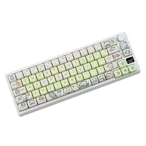 Matew TECH MK67 Pro Keyboard mekanis, 67 tombol RGB Keyboard Gaming PBT Keycap nirkabel DIY Keyboard Swap panas desain lucu
