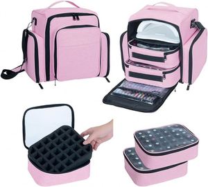 Échantillon Gratuit - Grande Trousse de Voyage pour Outils de Manucure, Sac à Bandoulière 3 Couches Détachable en Cuir PU, Étui de Rangement pour Huiles et Cosmétiques - Product Image 2