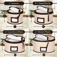 Ensemble de 5 sacs de rangement en polyester gris pour vaisselle, contenants de cuisine robustes pour tasses, soucoupes, organiseur de vaisselle, séparateurs
