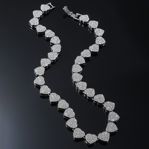 Collar Cubano con Forma de Corazón y Diamantes, Pulsera Hip Hop, Collar Lijing de Moda Hipster Tanjing - Product Image 3