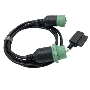 J1939 9Pin male to female & 16Pin OBD female Y splitter cable heavy duty truck vehicle diagnostic cable