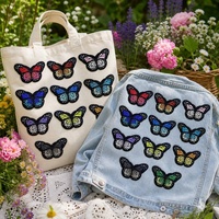 Patch brodé papillon 11 couleurs, style thermocollant, en tissu polyester pour chaussures et chapeaux, en stock