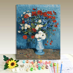 Wholesale DIY <b>Paint</b> by Numbers Kit for Kids Adults Pre-Printed Canvas <b>Paint</b> <b>Set</b> Cornflowers and poppies Craft Art Gift - Product Image 1