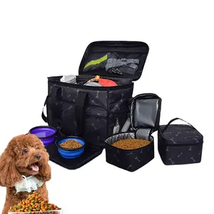 حقيبة الحيوانات الأليفة القط المحمولة مقعد منزل الكلب حاويات الغذاء منظم السفر الناقل