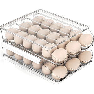 Auto Scrolling Stackable Egg Holder Large Capacity Egg Storage Box Multi-Layer Egg Organizer Container for Refrigerator