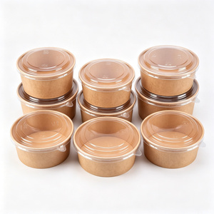 Disposable <b>Bowls</b> <b>Lids</b> Bulk UV Coated Craft Paper <b>Microwave</b> Safe Eco-Friendly Hot/Cold Salad Vegetables Meat Commercial Snack - Product Image 2
